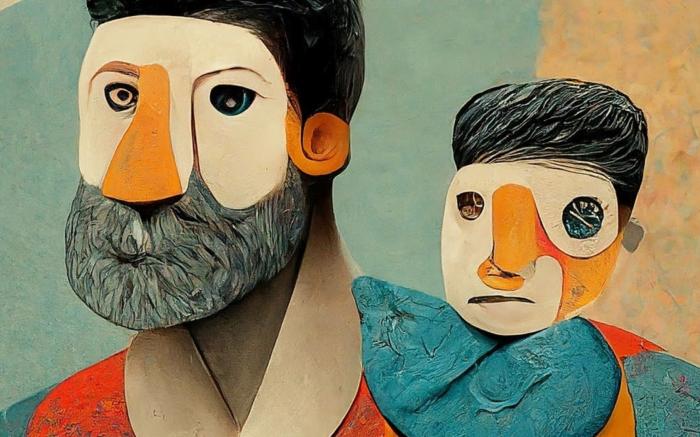 Padre e figlio, elaborazione grafica